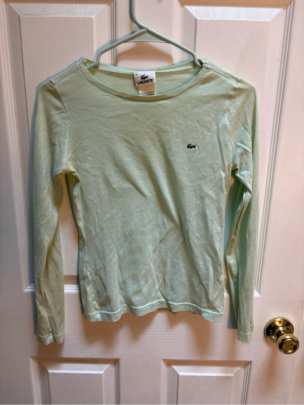 Lacoste Long-Sleeve Crew Neck Shirt in Light Mint